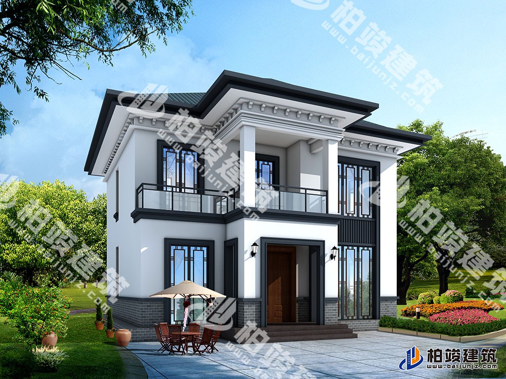 新款农村自建二层别墅设计图，新中式风格，户型布局实用