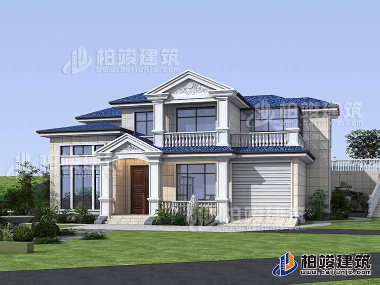 乡村二层自建房设计图，带车库。