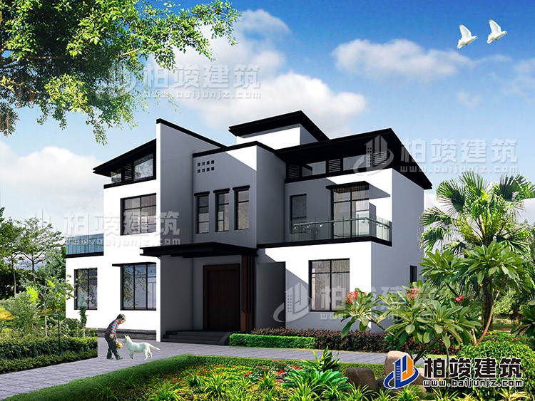 新中式二层别墅设计施工图，占地120平米左右BZ220-新中式风格