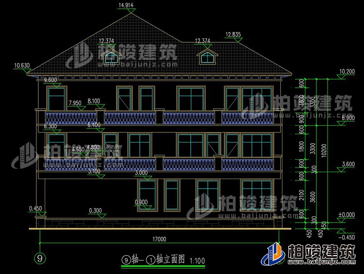 2019新农村欧式别墅设计图，三层自建房大气漂亮别墅BZ368-简欧风格