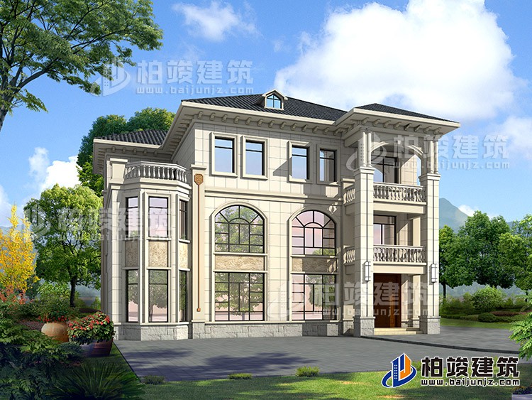 2019新农村欧式别墅设计图，三层自建房大气漂亮别墅BZ368-简欧风格