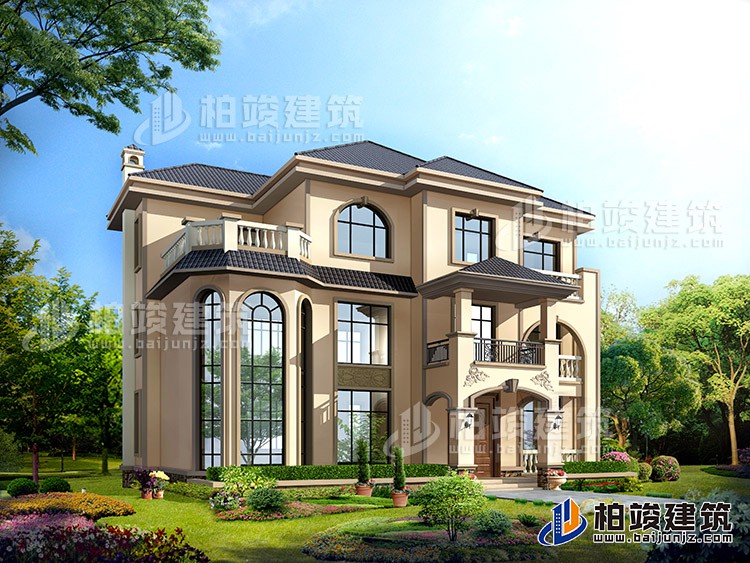 豪华三层别墅设计图纸（含效果图），欧式风格设计图纸BZ377-简欧风格
