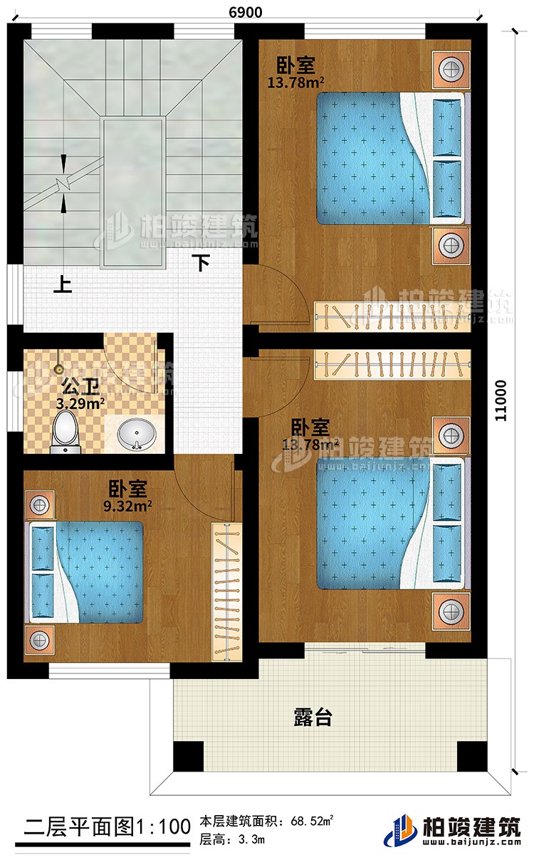 欧式三层楼房设计图，三层新农村楼房图纸BZ353-简欧风格