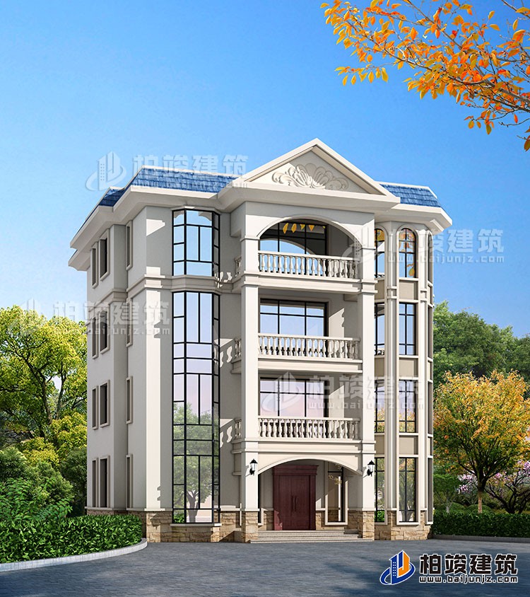 四层豪华欧式别墅自建楼房设计图纸，带效果图和全套施工图BZ407-简欧风格
