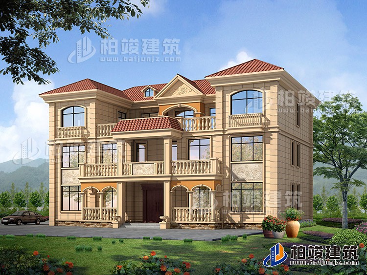 三层双拼农村房屋设计图纸，全套施工图及效果图BZ383-简欧风格