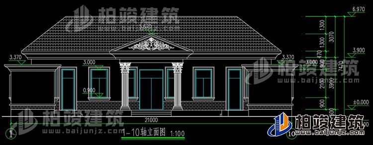 农村盖房设计大全一层房子的设计图纸，带漂亮的小院子BZ116-简欧风格