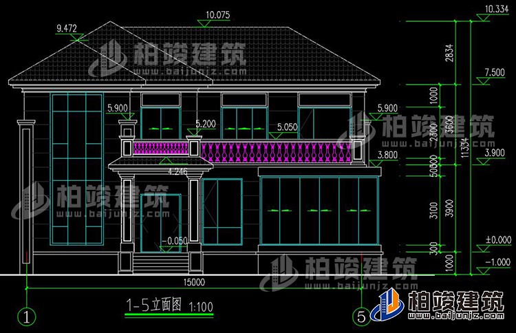 农村25万别墅款式二层自建房设计图，外观简约大气BZ2513-简欧风格