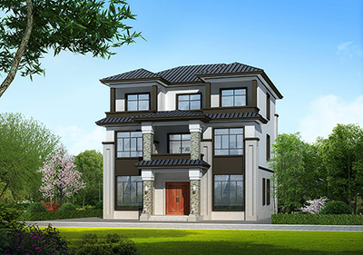 新农村房屋设计图纸，新中式效果图，3层住宅设计