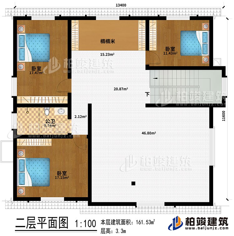 阁楼：榻榻米、3卧室、公卫