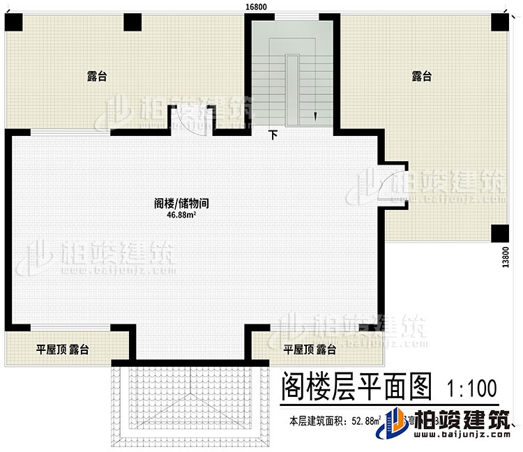 阁楼：阁楼/储物间、2平屋顶露台、2露台